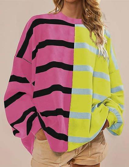 Striped Knitted Long-sleeved Sweater For Women - Holy Mango Store