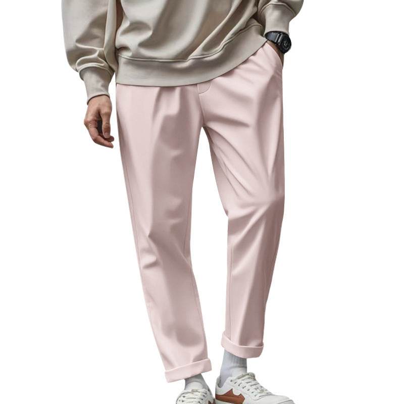 Men's Loose Comfortable Quick-drying Waist-tied Casual Business Pure Color Trousers - Holy Mango Store