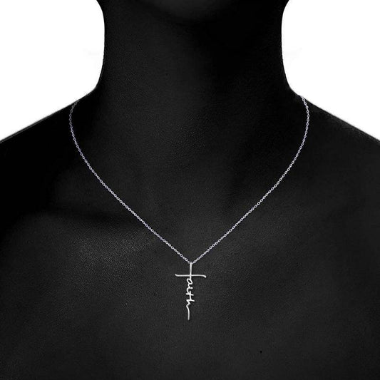 925 sterling silver cross necklace with unique design worn on neck from Holy Mango Store Blessed Goods