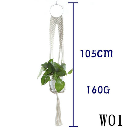 Flower Pot Net Bag Beige Cotton Rope Indoor Plant Hanger Hanging Basket Sling - Holy Mango Store