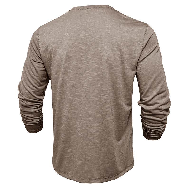 Men's Long-sleeved Henry Collar T-shirt - Holy Mango Store