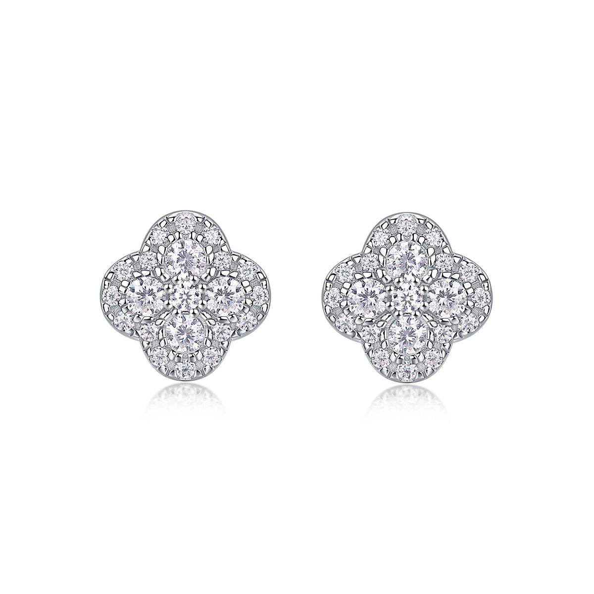 Fragrance Luxury Fashion Diamond Earrings Stud Inlaid With Mosan Diamond Silver Jewelry - Holy Mango Store