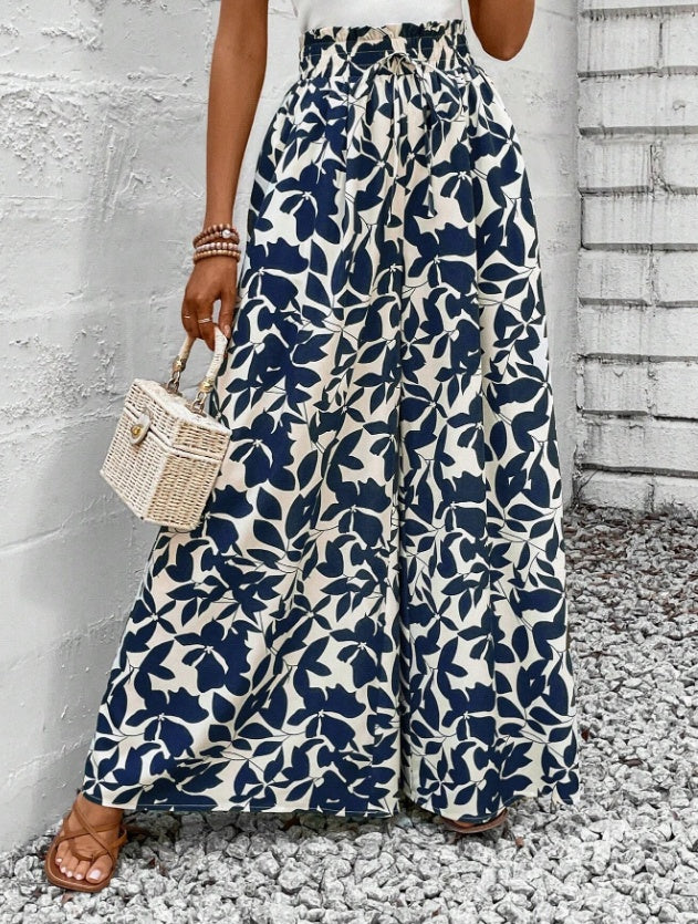Women's Boho High Waist Wide Leg Floral Pants