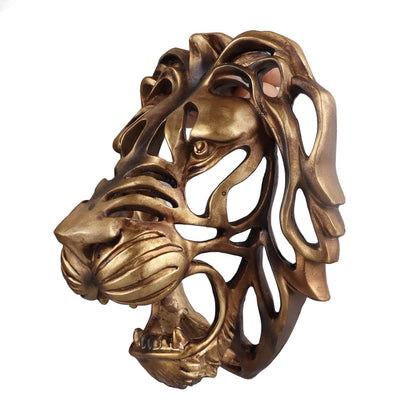 Lion Head Art Wall Decor Resin Vivid Lion Head Wall Mounted Art Sculpture for Living Room - Holy Mango Store