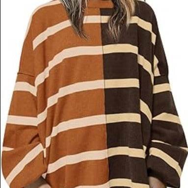 Striped Knitted Long-sleeved Sweater For Women - Holy Mango Store