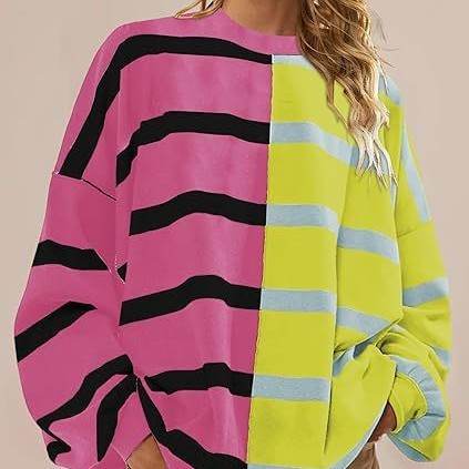 Striped Knitted Long-sleeved Sweater For Women - Holy Mango Store
