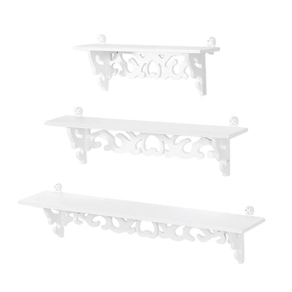 Set of 3 Shabby Floating Wall Shelves Bookshelf Display Wall Shelf Storage Rack - Holy Mango Store