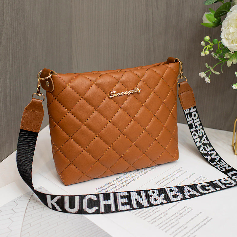 Women’s Quilted Chain Crossbody Bag – Stylish Diamond-Stitch Bucket Purse