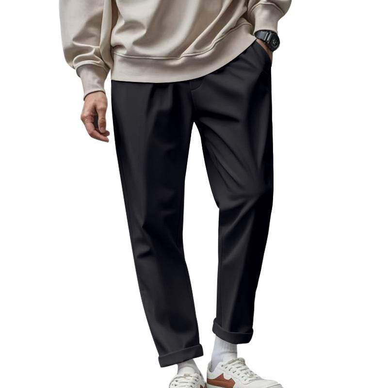 Men's Loose Comfortable Quick-drying Waist-tied Casual Business Pure Color Trousers - Holy Mango Store
