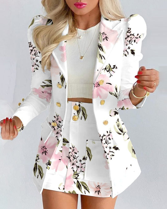 Women’s Casual Skirt Suit – Blazer & Mini Skirt
