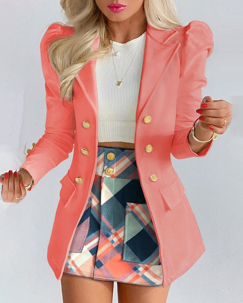 Women’s Casual Skirt Suit – Blazer & Mini Skirt