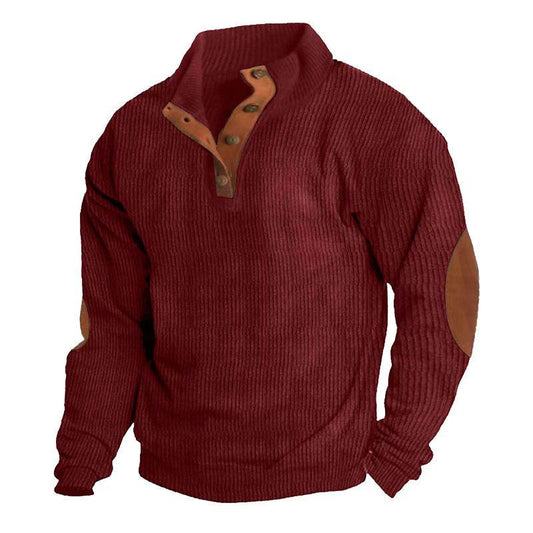 Corduroy Casual Stand Collar Long-sleeved Sweater - Holy Mango Store