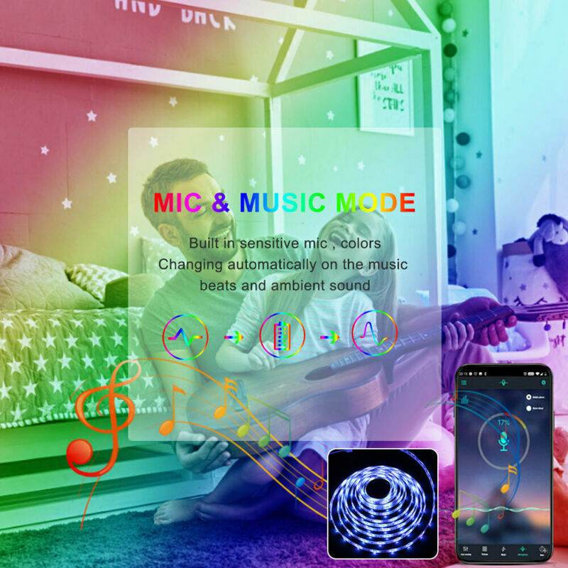 BRAND NEW 5050 RGB LED Strip Bluetooth Remote Lights TV Back Lights For Bar Room - Holy Mango Store