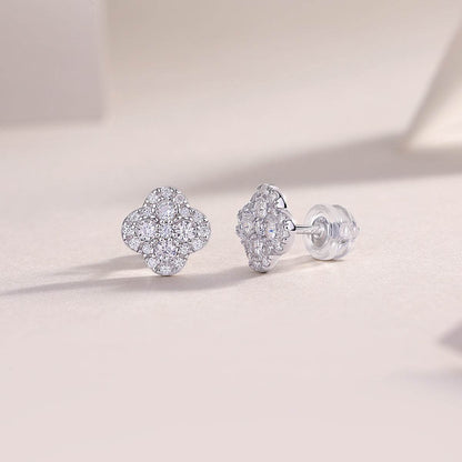 Fragrance Luxury Fashion Diamond Earrings Stud Inlaid With Mosan Diamond Silver Jewelry - Holy Mango Store