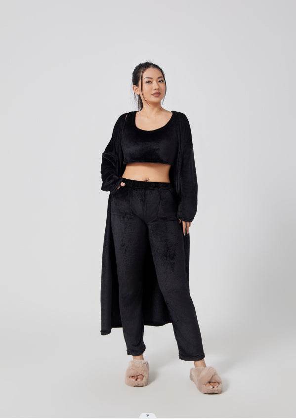 Cozy Pajama Set, 3 Piece Lounge Set, Cute Loungewear, Warm Suit Sets, Matching Set, Lounge Set, 3 Piece Pant Sets, Women Winter Dress - Holy Mango Store