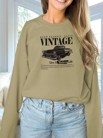 Women’s Printed Pullover Sweatshirt – Long Sleeve Hoodie