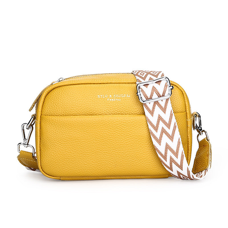 Genuine Leather Shoulder Messenger Bag – Simple Cowhide Square Crossbody