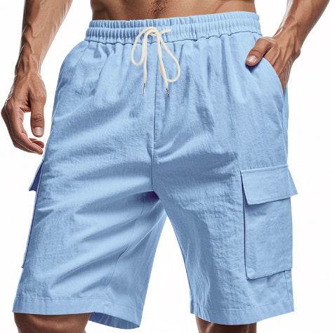 Loose Sports And Leisure Solid Color Linen Drawstring Shorts - Holy Mango Store