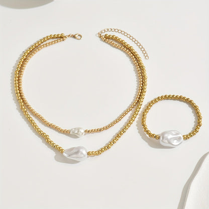 Gold & Pearl Jewelry Set – Handmade Elegance for Her