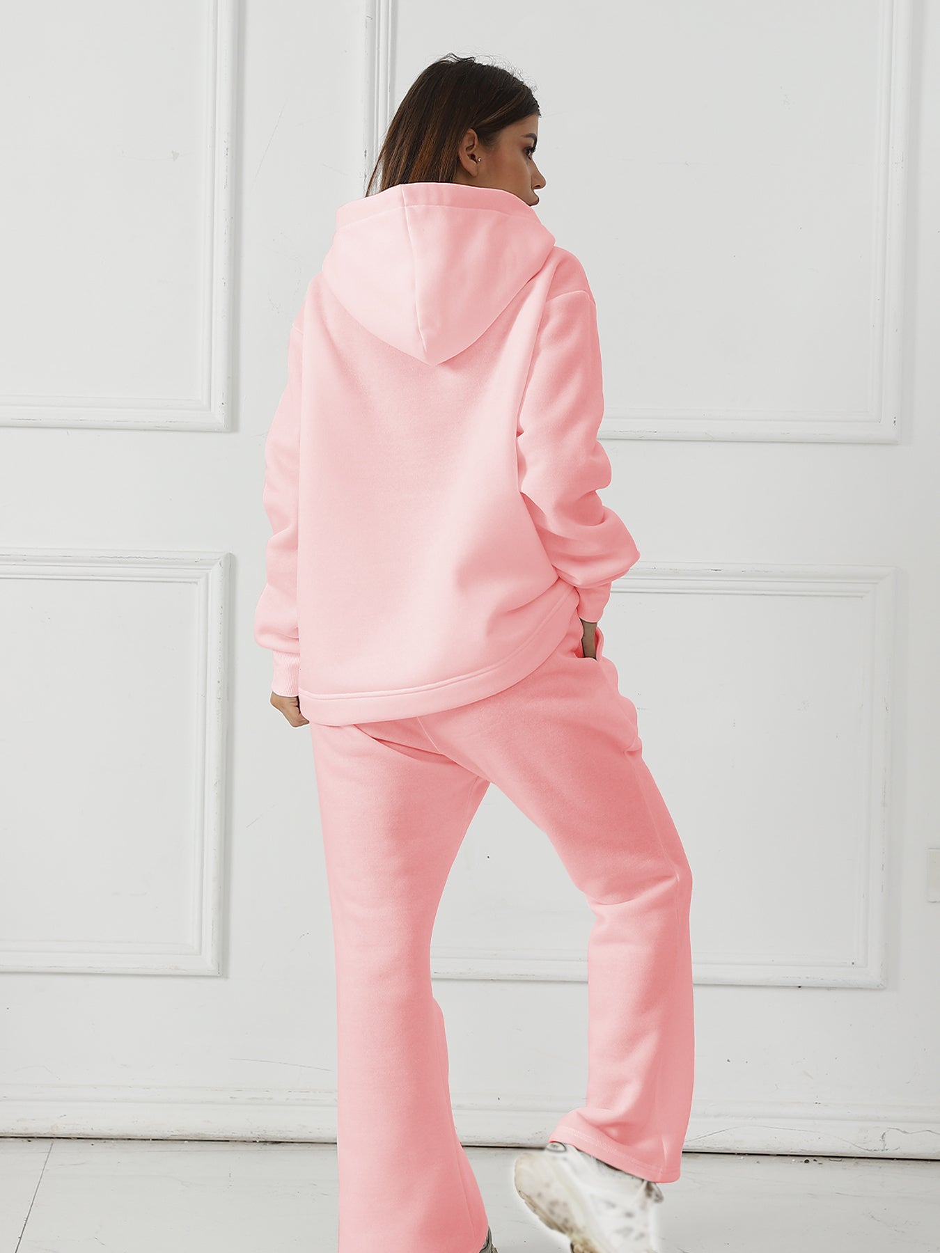 Women’s Solid Color Long Sleeve Sweatshirt Set – Cozy Casual Style