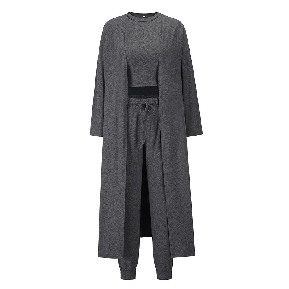 Women’s Knitted Slim-Fit Sports Set – Vest, Jacket & Pencil Pants