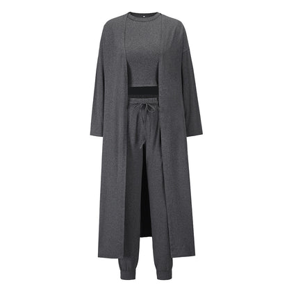 Women’s Knitted Slim-Fit Sports Set – Vest, Jacket & Pencil Pants