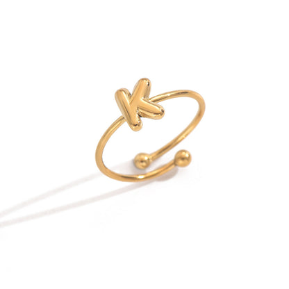 Alphabet Sphere Ring – 18K Gold‑Plated Stainless Steel