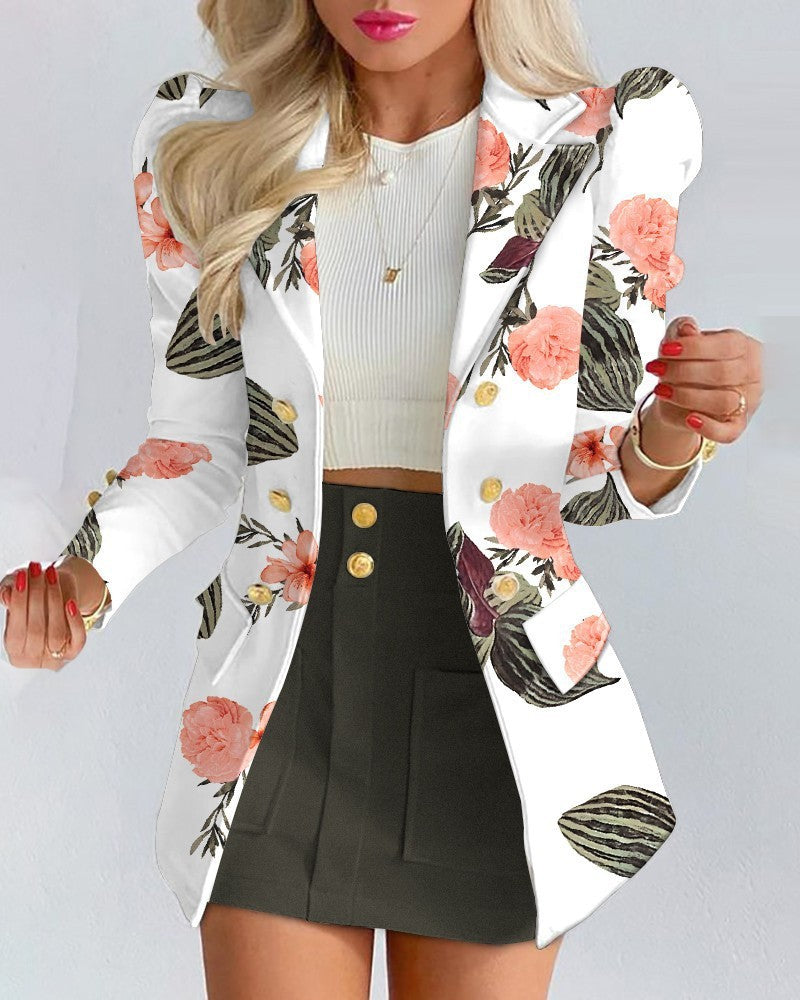 Women’s Casual Skirt Suit – Blazer & Mini Skirt
