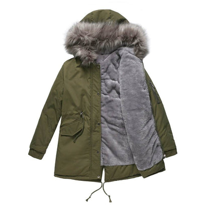 Parka Cotton-padded Coat Mid-length Hooded - Holy Mango Store