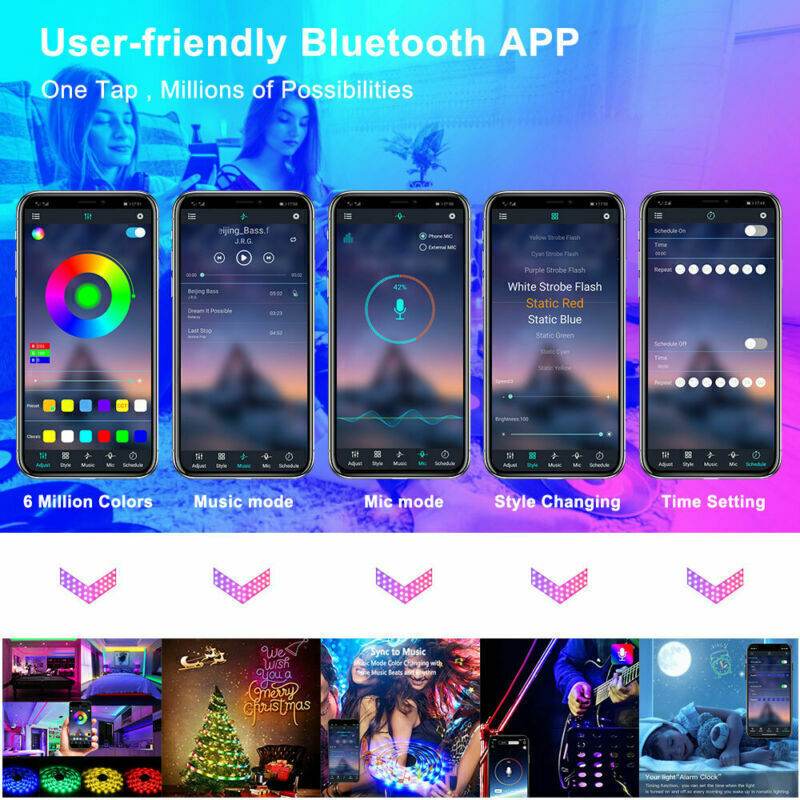 BRAND NEW 5050 RGB LED Strip Bluetooth Remote Lights TV Back Lights For Bar Room - Holy Mango Store