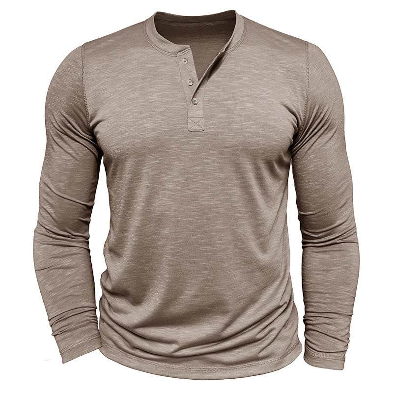 Men's Long-sleeved Henry Collar T-shirt - Holy Mango Store