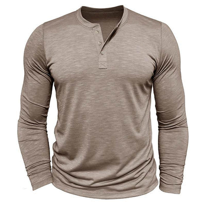 Men's Long-sleeved Henry Collar T-shirt - Holy Mango Store