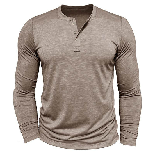 Men's Long-sleeved Henry Collar T-shirt - Holy Mango Store