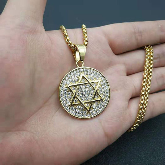 Six-Star Stainless Steel Pendant Necklace
