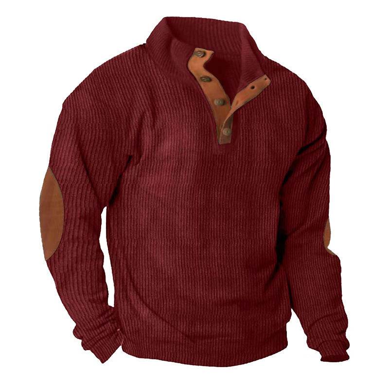 Corduroy Casual Stand Collar Long-sleeved Sweater - Holy Mango Store