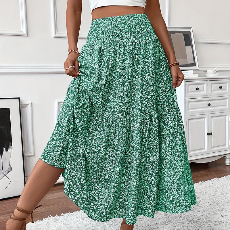 Boho Bloom Maxi Skirt – Floral A-Line With Elastic Waist