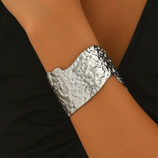 Hammered Cuff Bracelet – Silver-Tone Artisan Finish