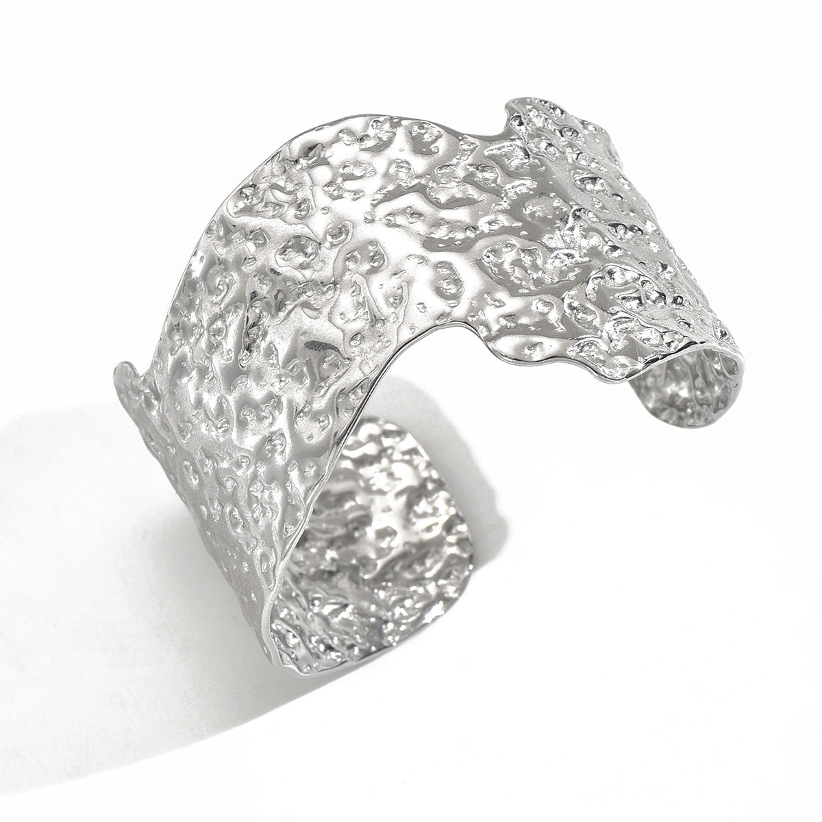 Hammered Cuff Bracelet – Silver-Tone Artisan Finish