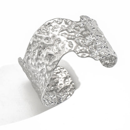 Hammered Cuff Bracelet – Silver-Tone Artisan Finish