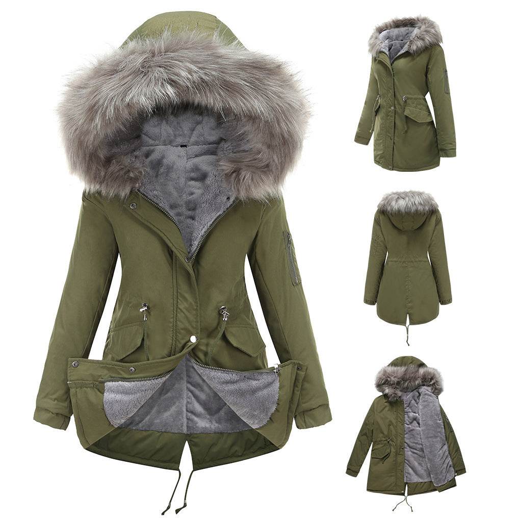 Parka Cotton-padded Coat Mid-length Hooded - Holy Mango Store