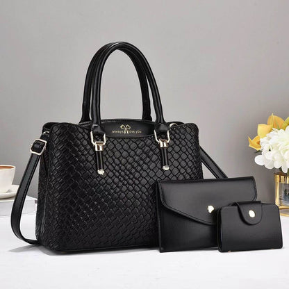 Woven Texture Three-piece Set Large Capacity One Shoulder Combination Bags - Holy Mango Store