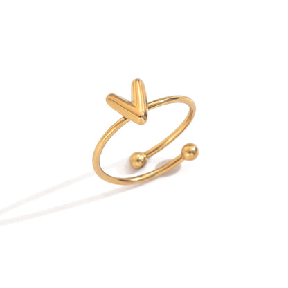 Alphabet Sphere Ring – 18K Gold‑Plated Stainless Steel