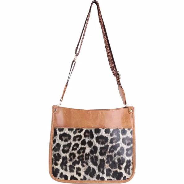 Holy Mango Store leopard print brown leather casual shoulder purse for women with adjustable strap