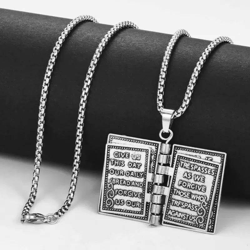 European And American Gothic Style Flip Able Bible Book Cross Necklace - Holy Mango Store