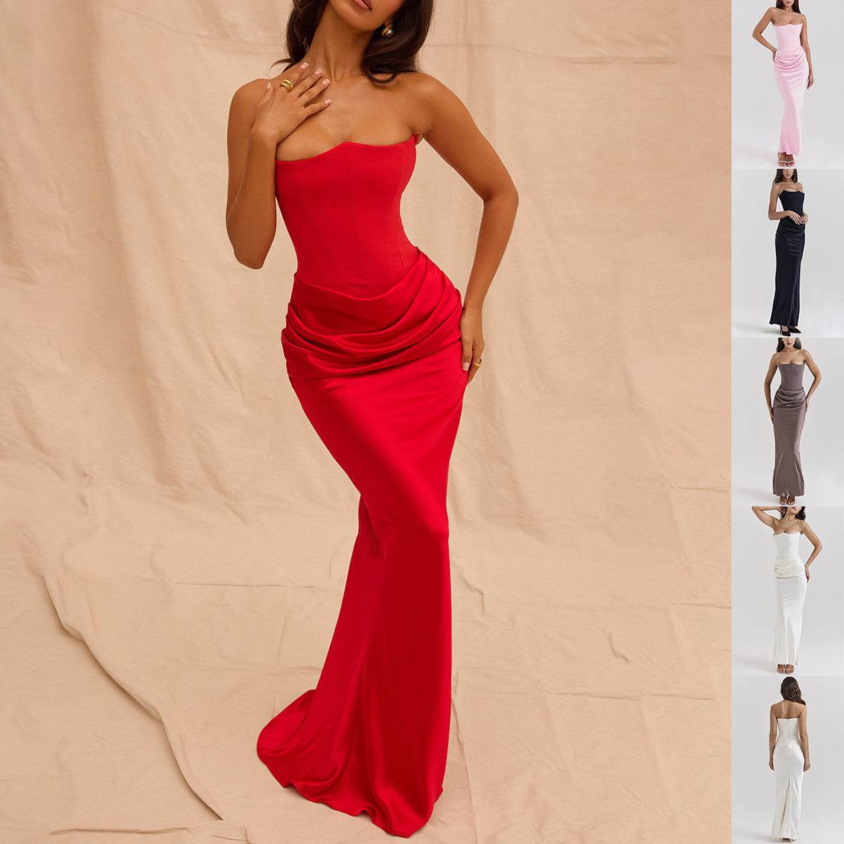 Slim Tube Top Long Dress Sexy Fashion Bandeau Backless Party Evening Dresses For Women Clothing - Holy Mango Store
