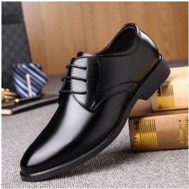 Men's formal pointed toe shoes in black leather from Holy Mango Store men's collection