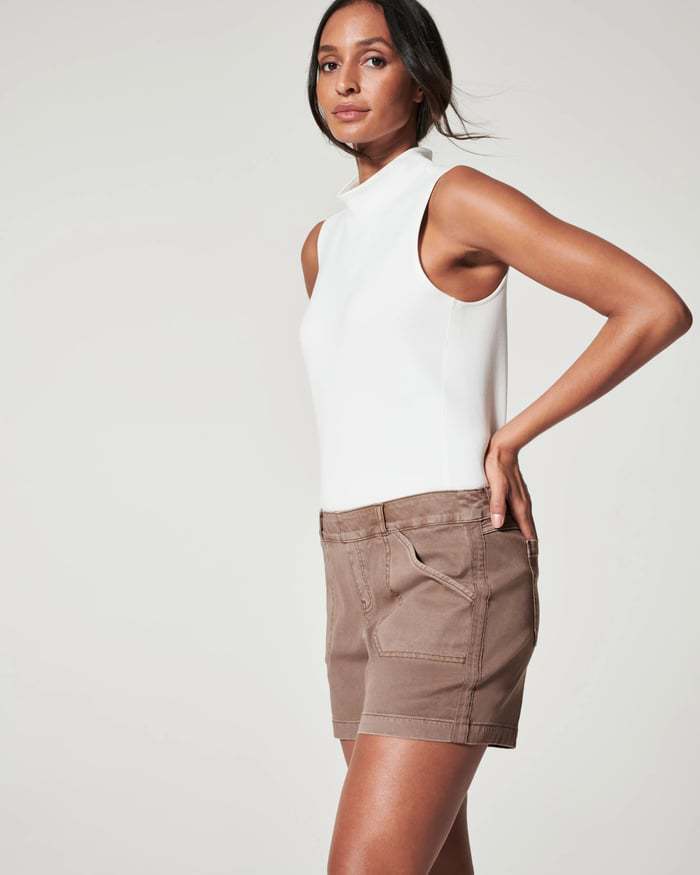 High-Waisted Utility Cotton Shorts