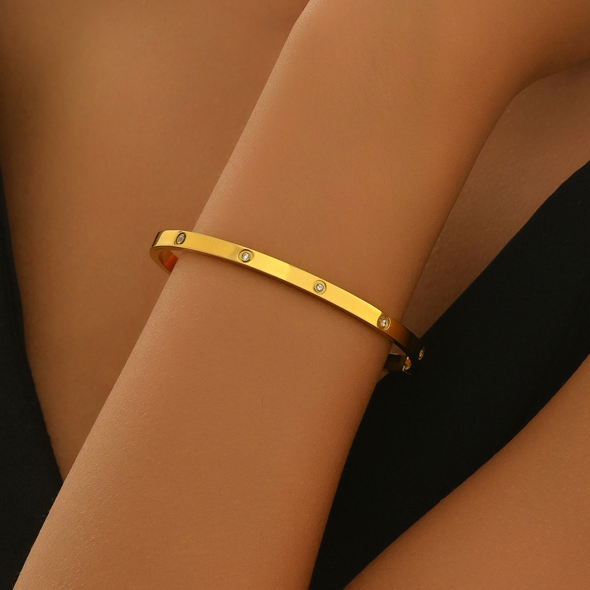 Gold Slim Cuff Bracelet – 18K Plated Minimalist Style