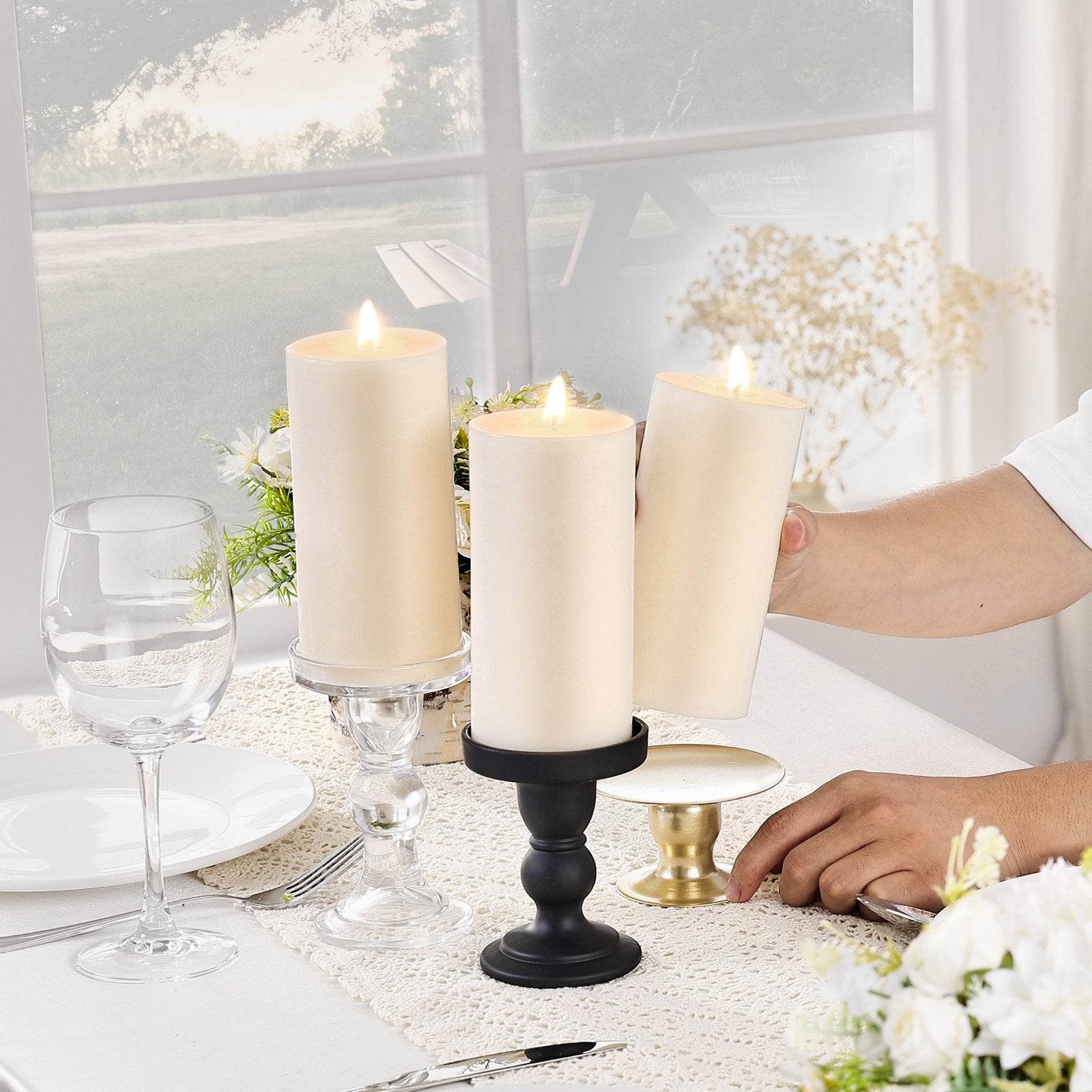 VEVOR 3 Pack Unscented Pillar Candles 65 Hours Long Burning Christmas White - Holy Mango Store
