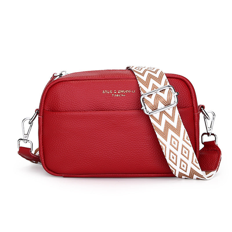 Genuine Leather Shoulder Messenger Bag – Simple Cowhide Square Crossbody